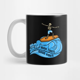 High Tide Good Vibes Skeleton Beach Party Mug